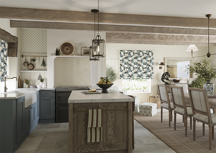 Henley, Henleys Vine Raffs Blue - Twist&Fit Roman Blind - Image 6